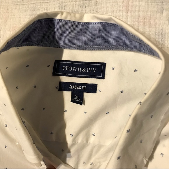 ‼️2/$15‼️ Men’s XL white dress shirt from Crown & Ivy - Picture 2 of 4